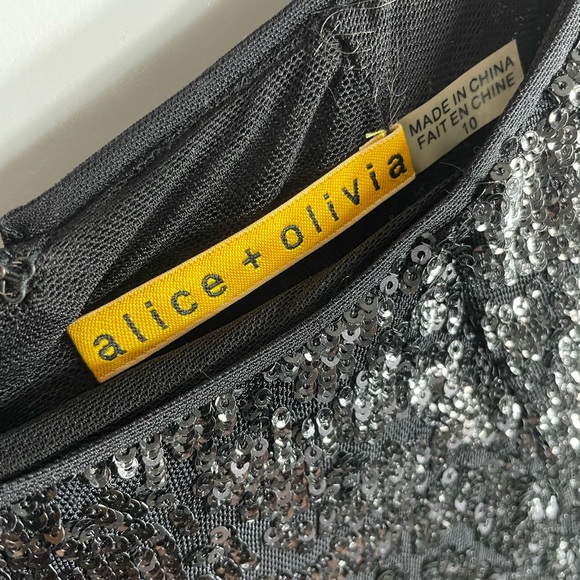 Size 10 Alice + Olivia black sequin dress with mesh back - Picture 4 of 7